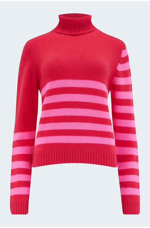 invert stripe roll collar in crimson candy