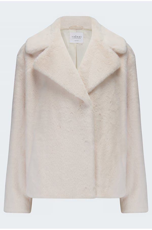 raquel faux fur jacket in off white