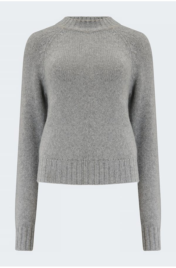 shrunken mock neck jumper in silver dust