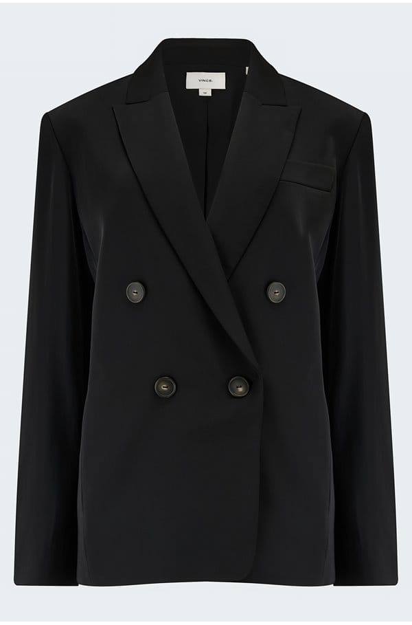 fluid satin blazer in black