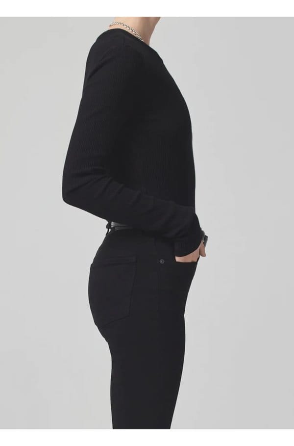 bina crew neck top in black