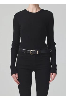 Bina Crew Neck Top in Black