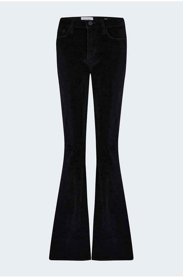 le high flare velveteen in black