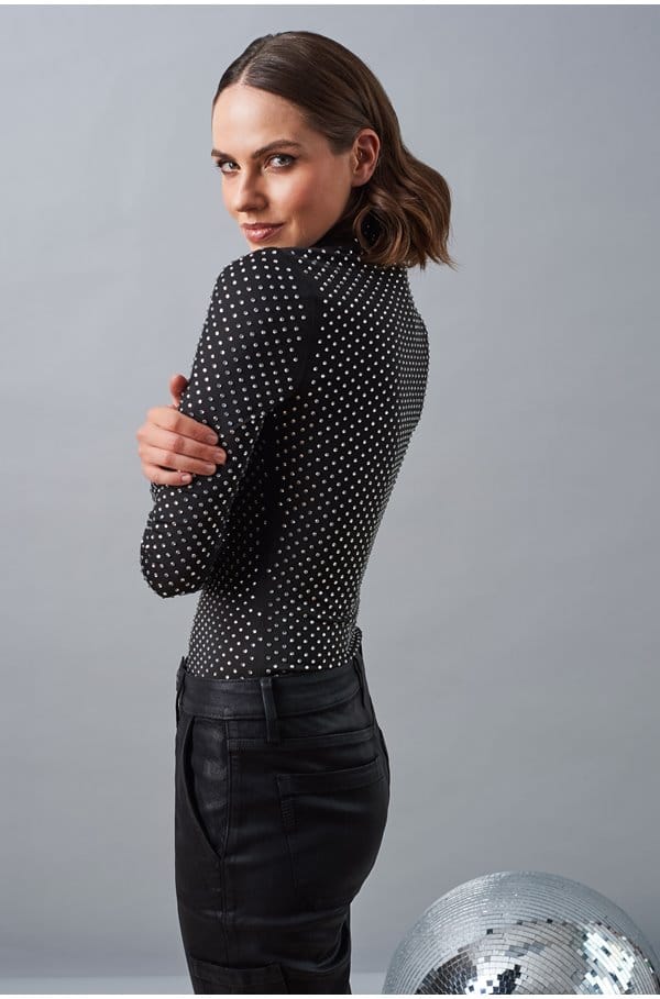 parke embellished top in black