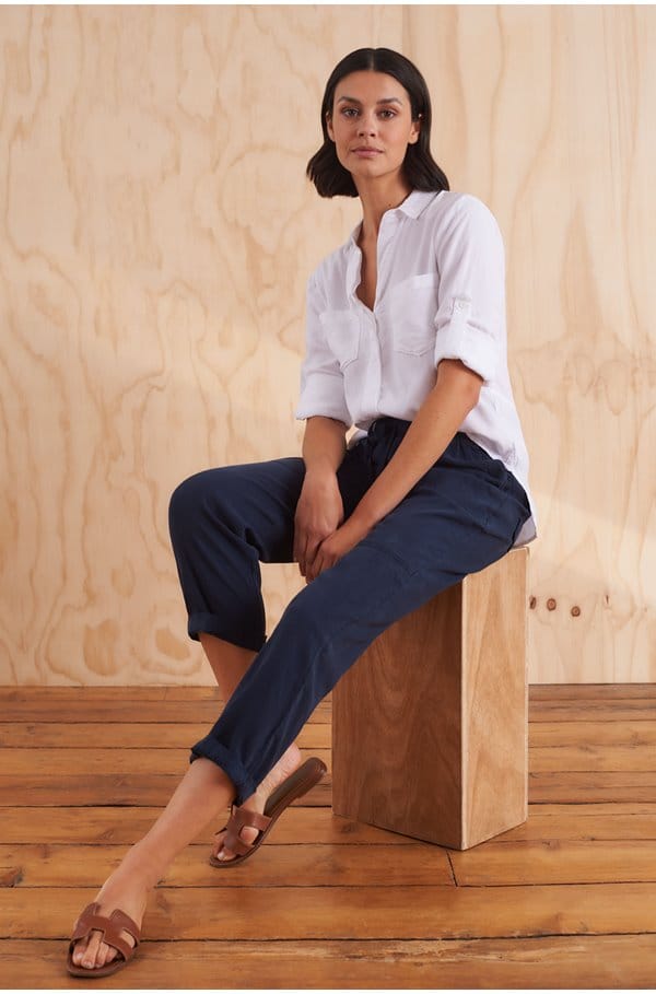 utility tie waist trouser in endless sea