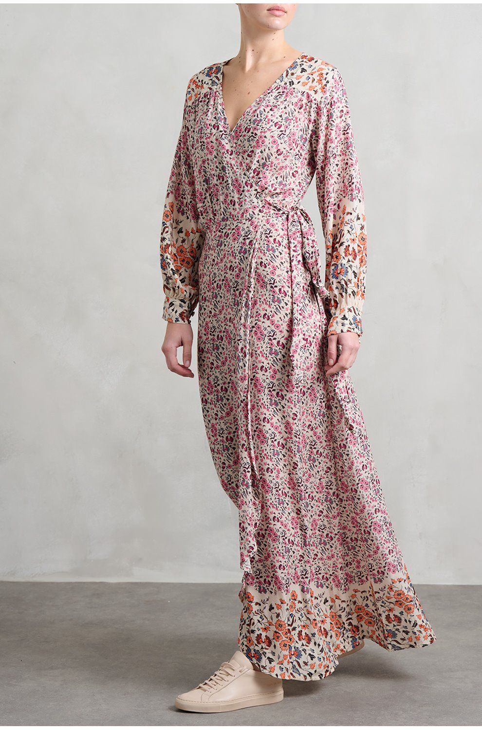 Trilogy Stores | Kate Long Sleeve Dress in Petit Fleur Tangerine