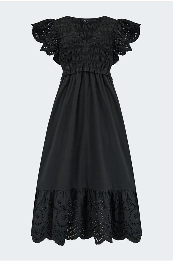 Trilogy Stores Clementine Dress in Black Eyelet