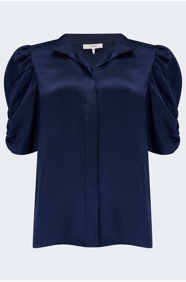 puff sleeve blouse in navy
