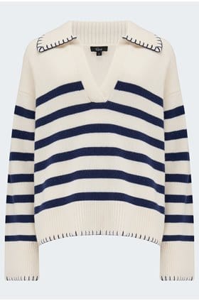Athena Jumper in Ivory Navy Stripe