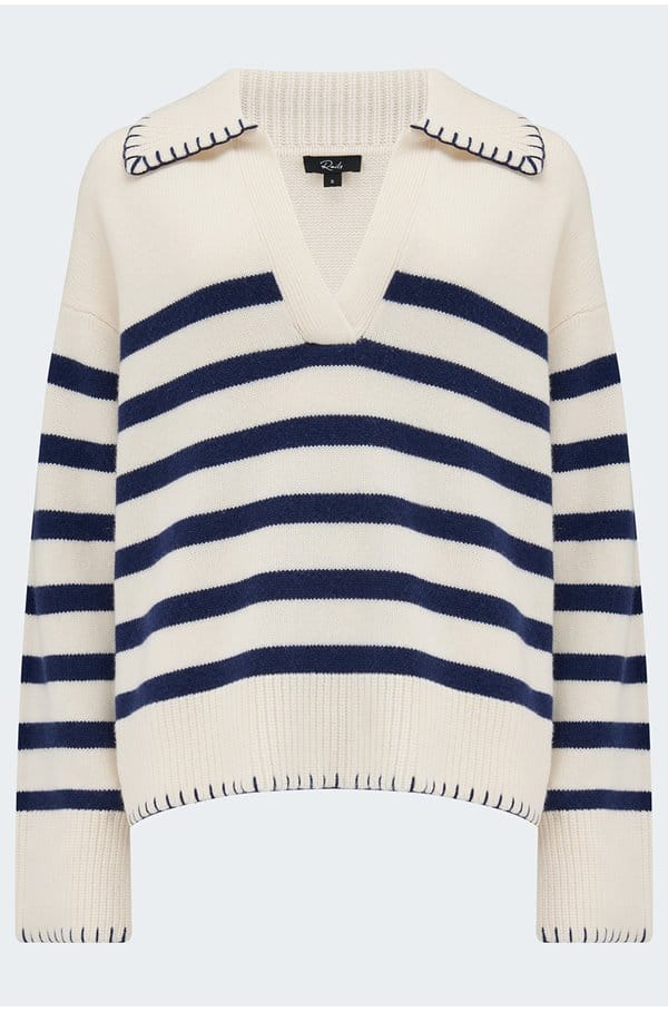 athena jumper in ivory navy stripe