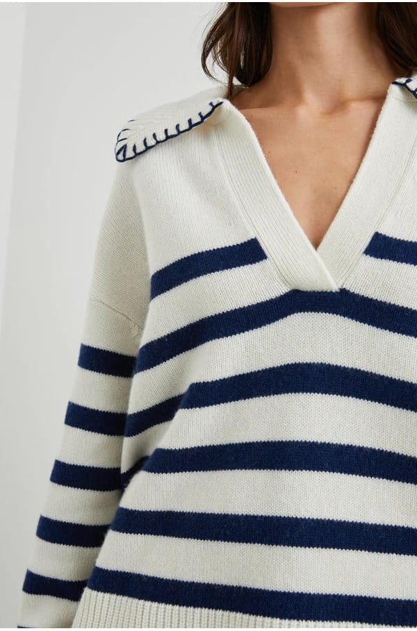 athena jumper in ivory navy stripe