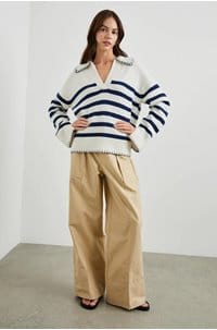 athena jumper in ivory navy stripe