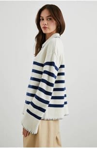 athena jumper in ivory navy stripe