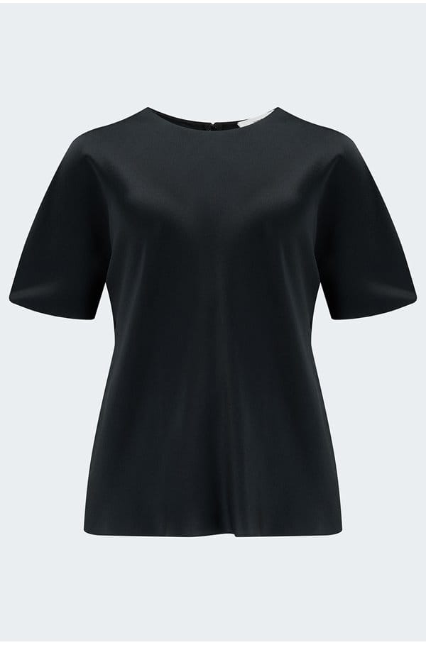 bias satin tee in black