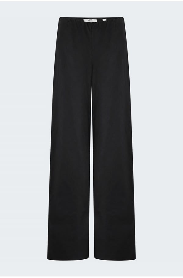 high waist cotton bias pant in black