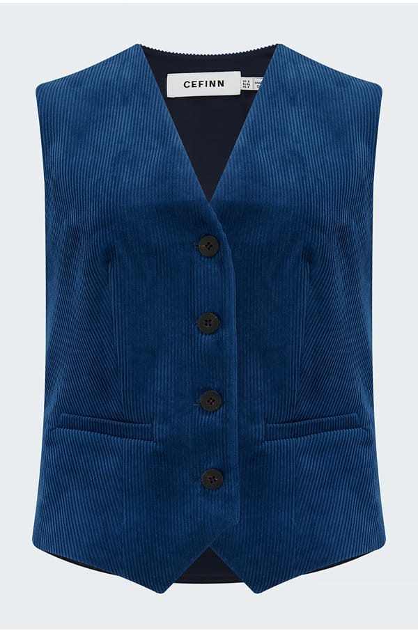 wyatt waistcoat in blue corduroy