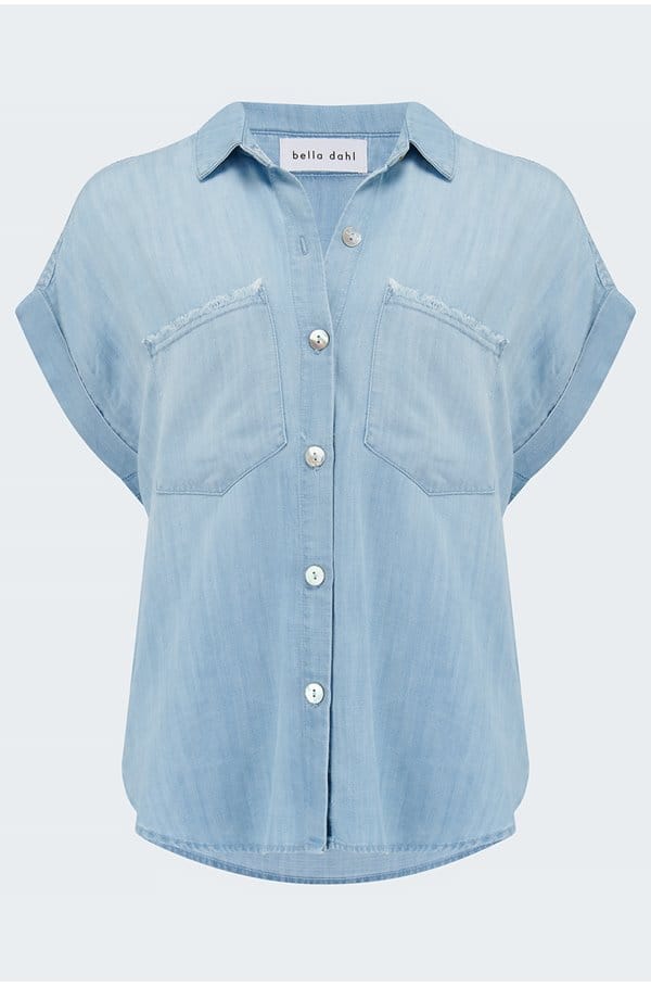 two pocket short sleeve shirt in caribbean wash