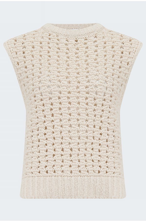 tape yarn sweater vest in cream