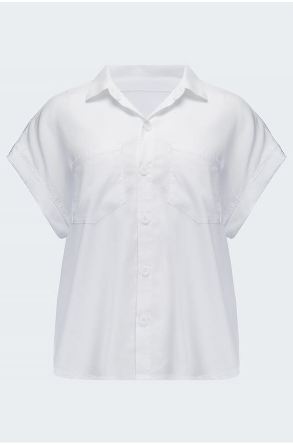 two pocket short sleeve shirt in white