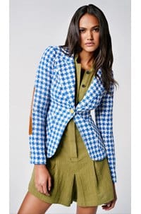 patch pocket duchess blazer in azure houndstooth