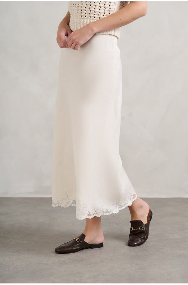 crystal skirt in cream