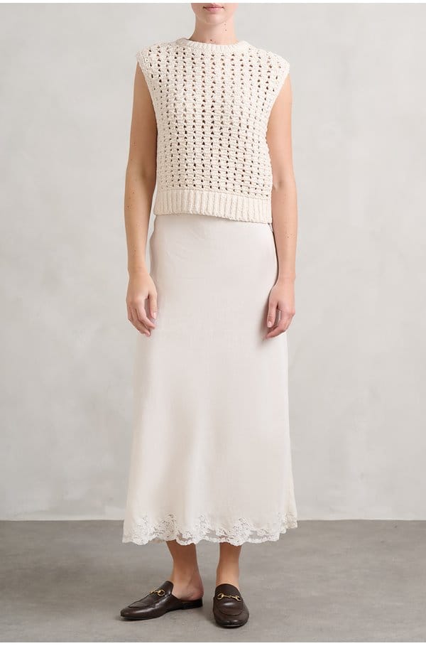 crystal skirt in cream