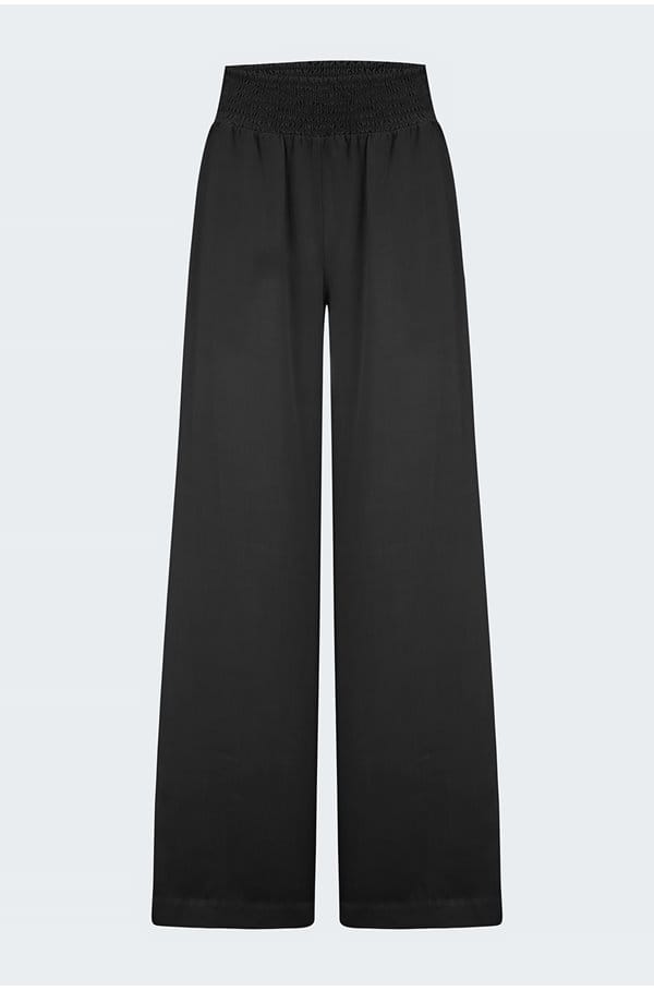 smocked waist wide trouser in vintage black