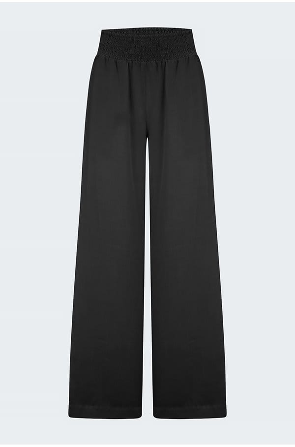 smocked waist wide pant in vintage black