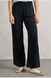 smocked waist wide pant in vintage black