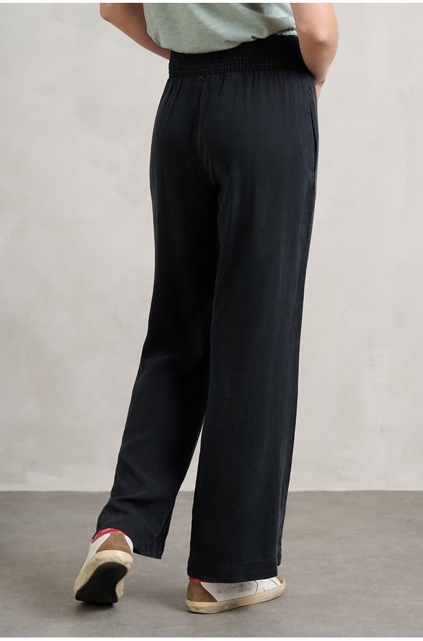 smocked waist wide pant in vintage black