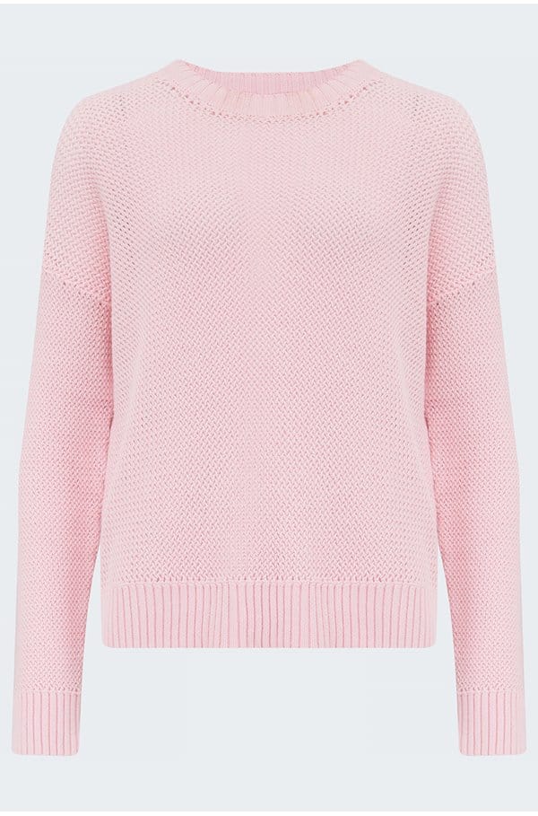 cross texture crew in pale pink