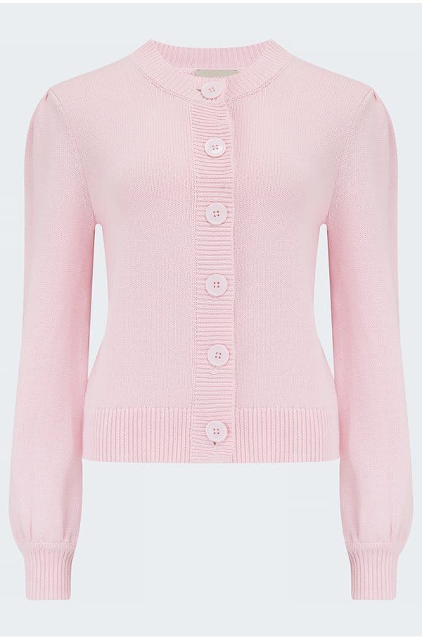 puff sleeve cardigan in pale pink