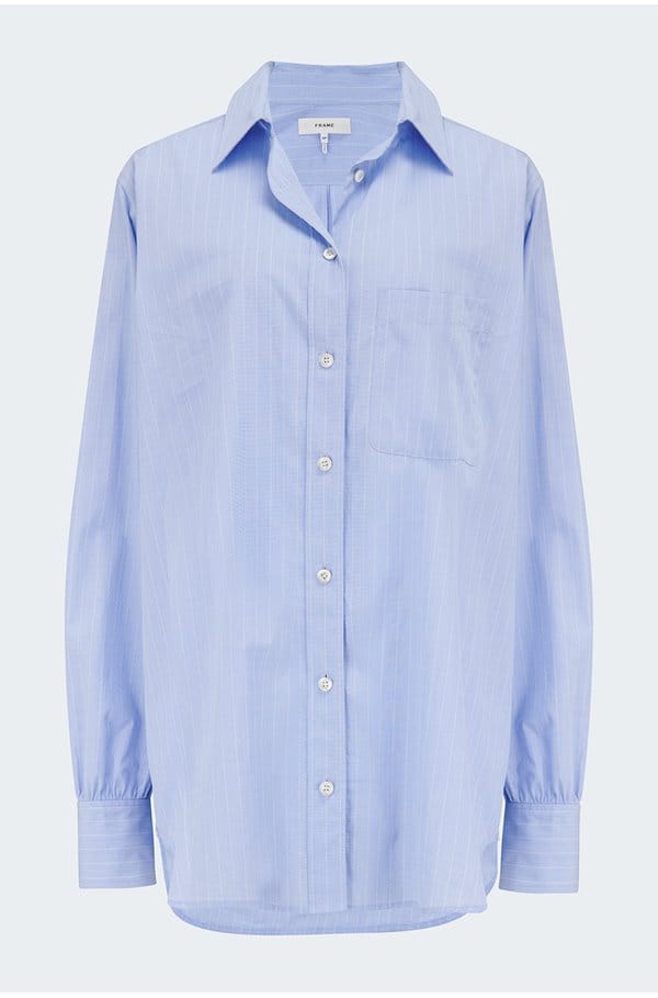 oversized pocket shirt in chambray blue