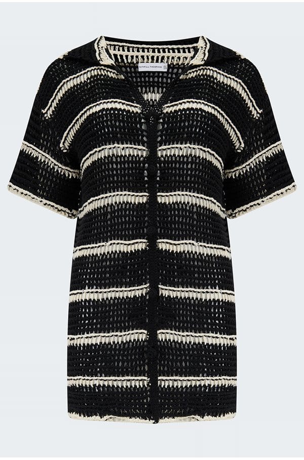 gioia crochet shirt in black off white