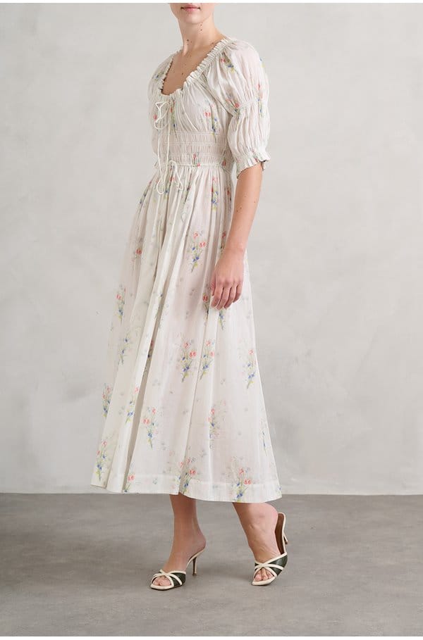 ischia dress in painted bouquet