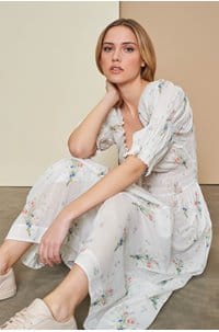 ischia dress in painted bouquet