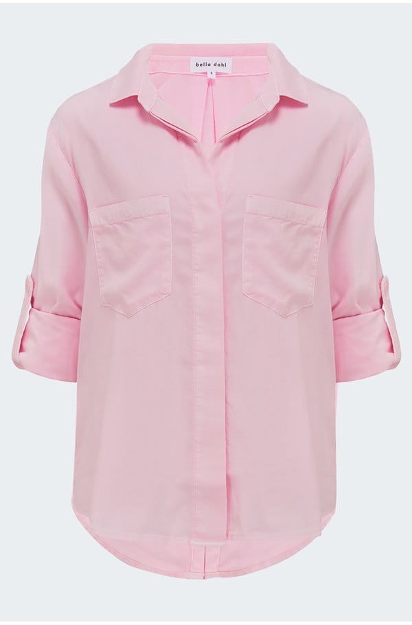 split back button down shirt in pink daquiri