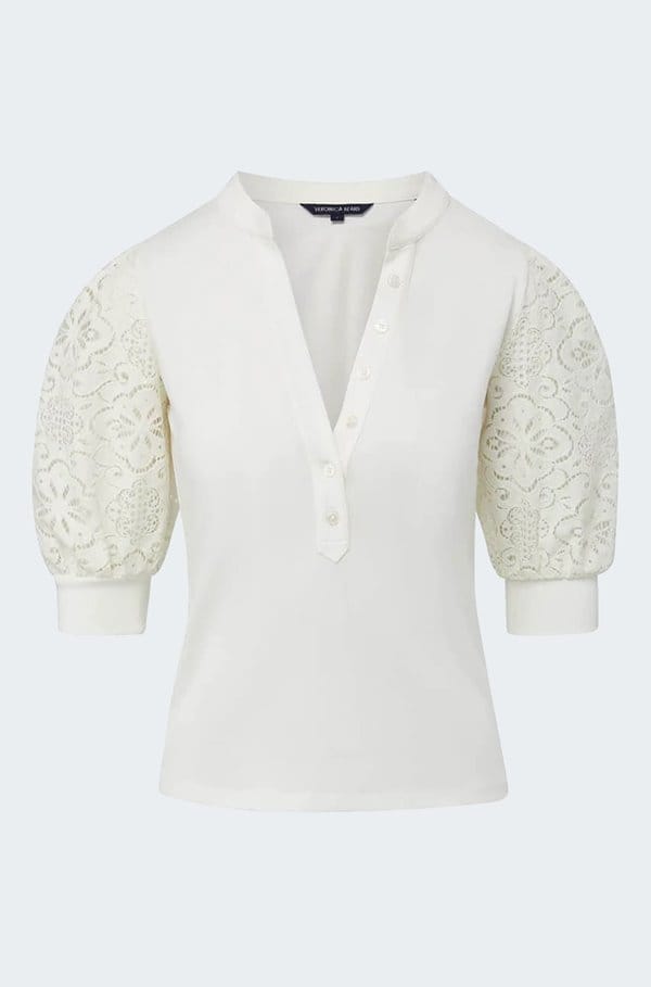 coralee lace top in off white