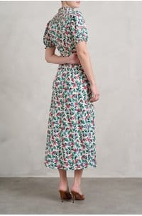 irina dress in white multi tropical floral print