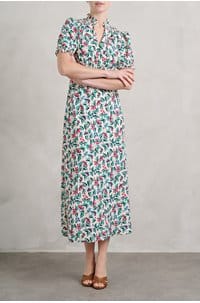 irina dress in white multi tropical floral print