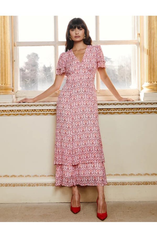 lotta fil coupé maxi dress in pink carnation print