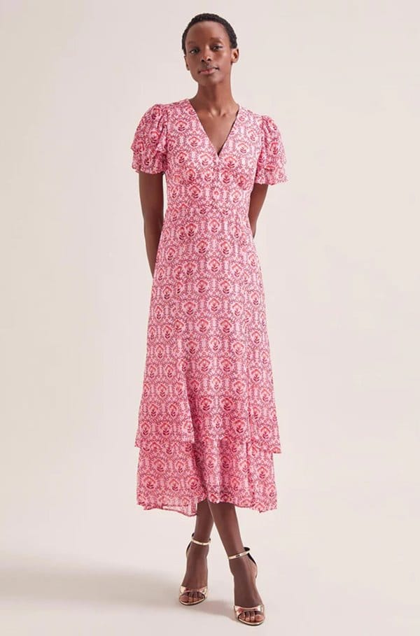 lotta fil coupé maxi dress in pink carnation print