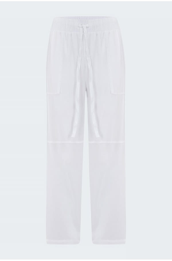 utility tie waist trouser in white