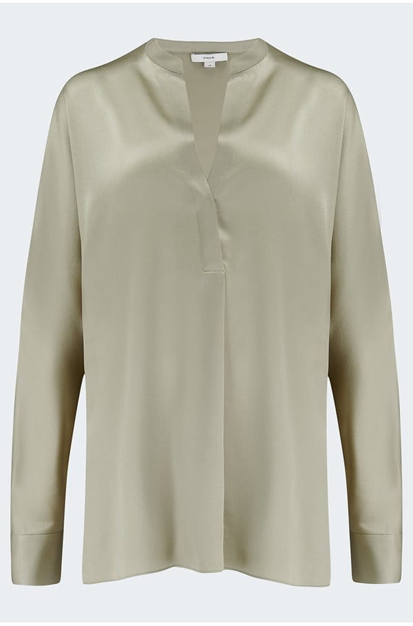 band collar blouse in sepia