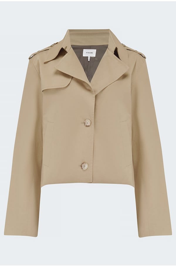 short trench jacket in khaki