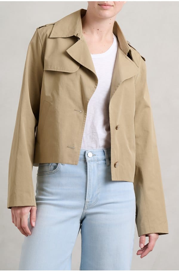 short trench jacket in khaki