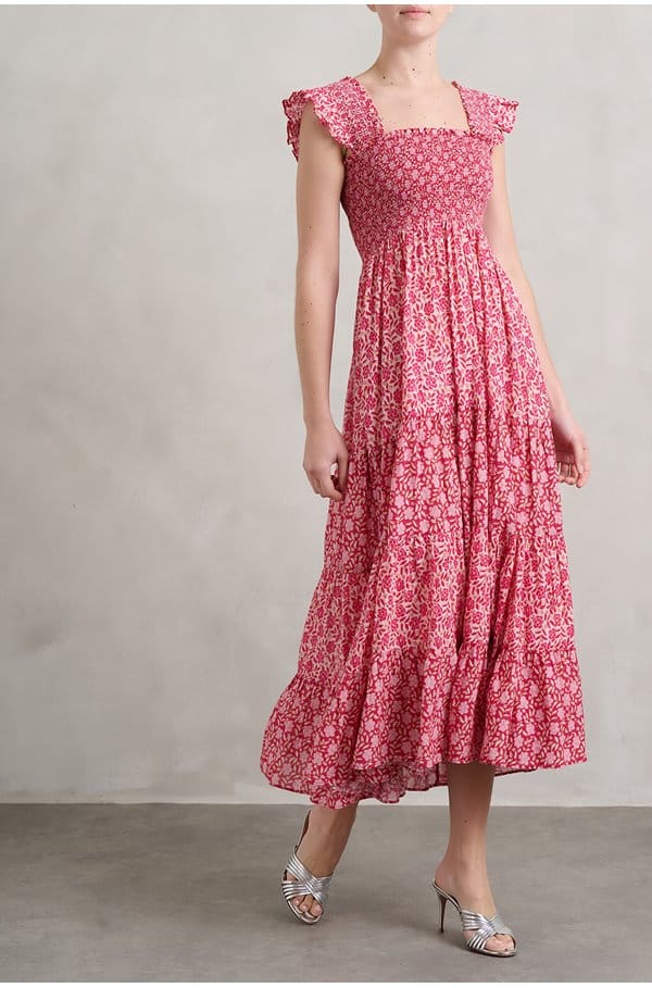 kendall dress in carnation raspberry dusk