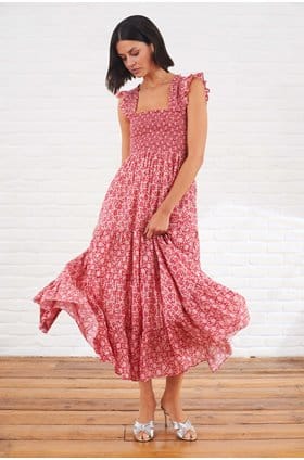 Kendall Dress in Carnation Raspberry Dusk