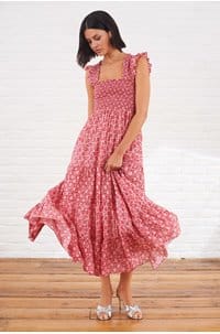 kendall dress in carnation raspberry dusk