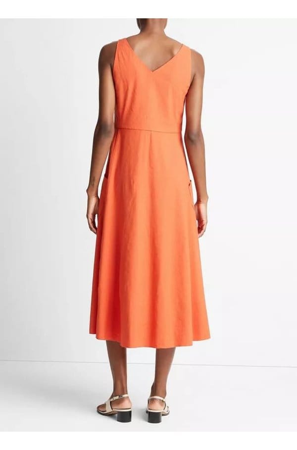 relaxed v-neck pocketed dress in ruby dusk